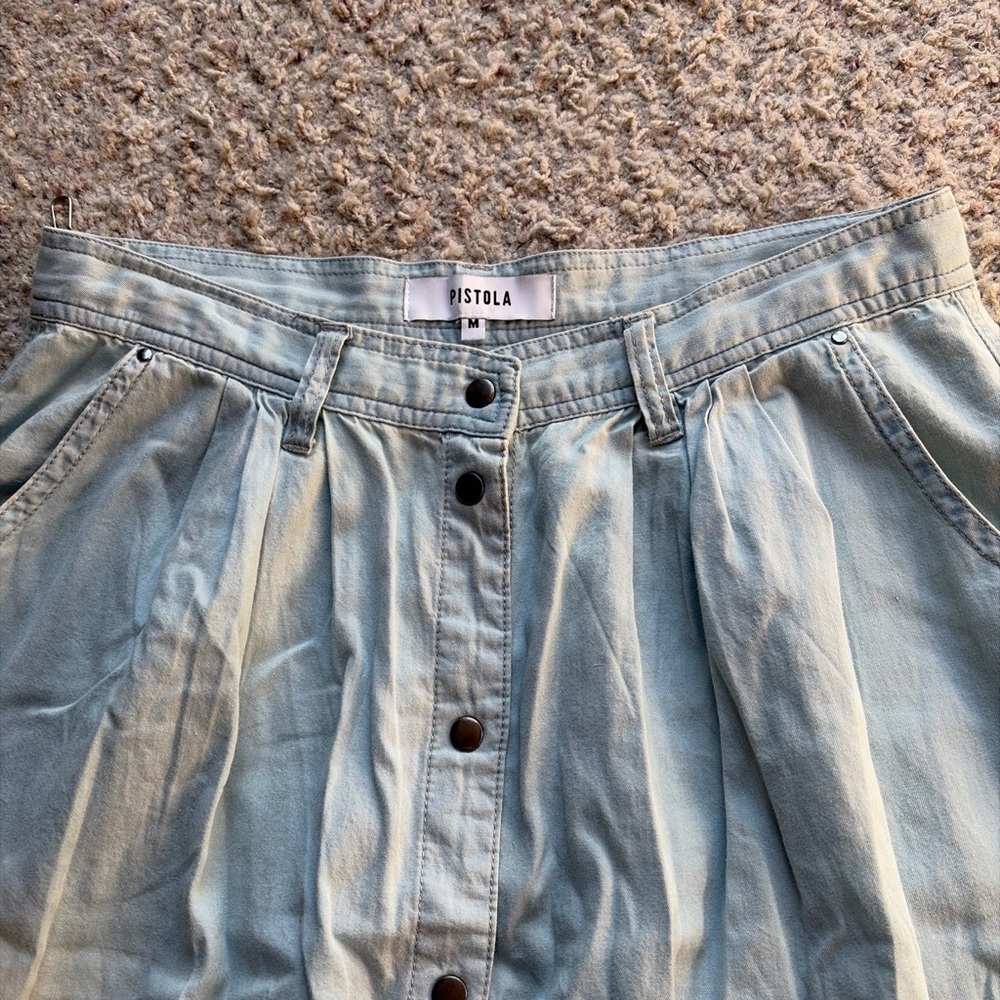 Pistola Sky Blue Button-Down Skirt